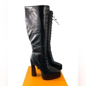 Antrotter Mulinge Knee High Boots Sz 42 EU High Heel Pointed‎ Toe Faux Leather